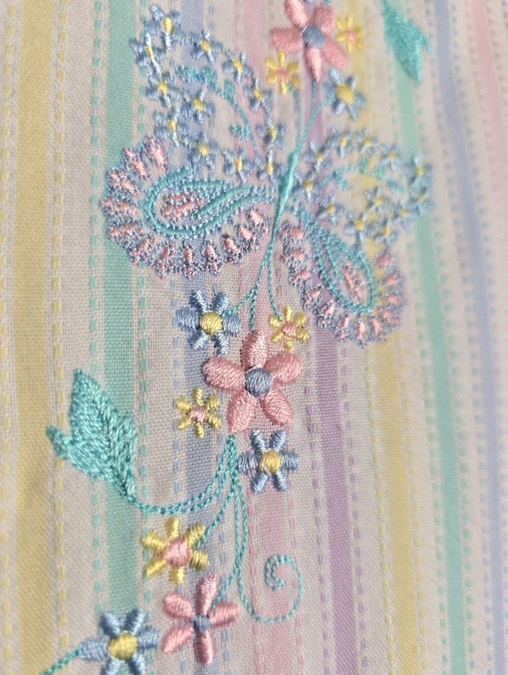 🦋Vintage Pastel Embroidered Butterfly Floral Button-Up Top🦋